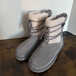 Koolaburra by UGG Boots Michon Short Women Fur Gray Lilac 7 Ankle Boot 1121499